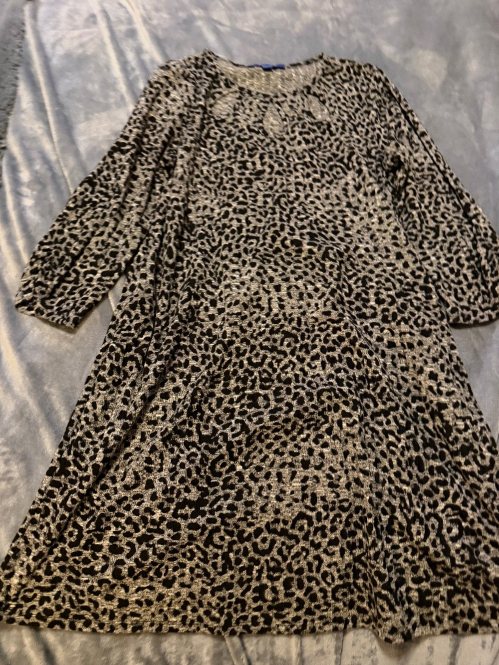 Apt. 9 Women's L Leopard Animal Print A-Line Swing Dress 3/4 Sleeve